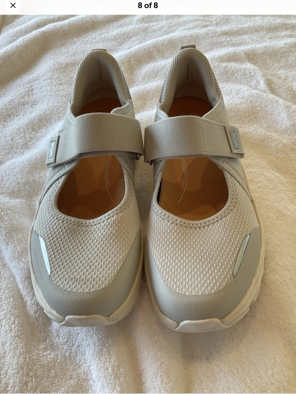 Ryka  light Gray Mesh Mary Jane Sneakers with Hook-and-Loop Strap